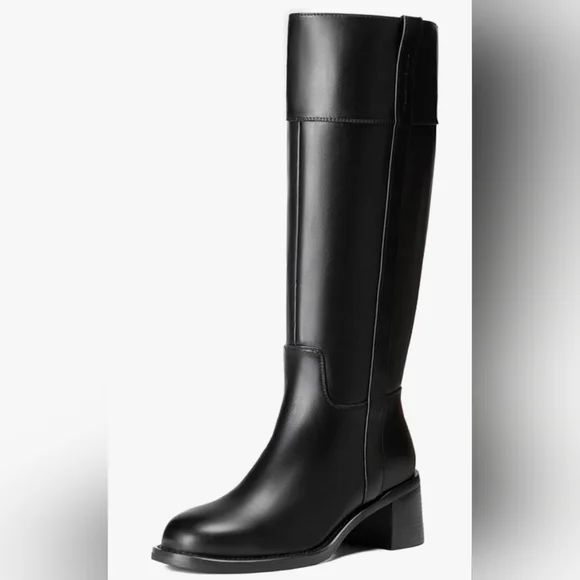 Knee High Boots Women Round Toe Chunky Block Heeled Boots Side Zipper - Picture 1 of 10